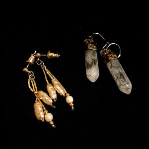 Set of two crystal & pearl earrings